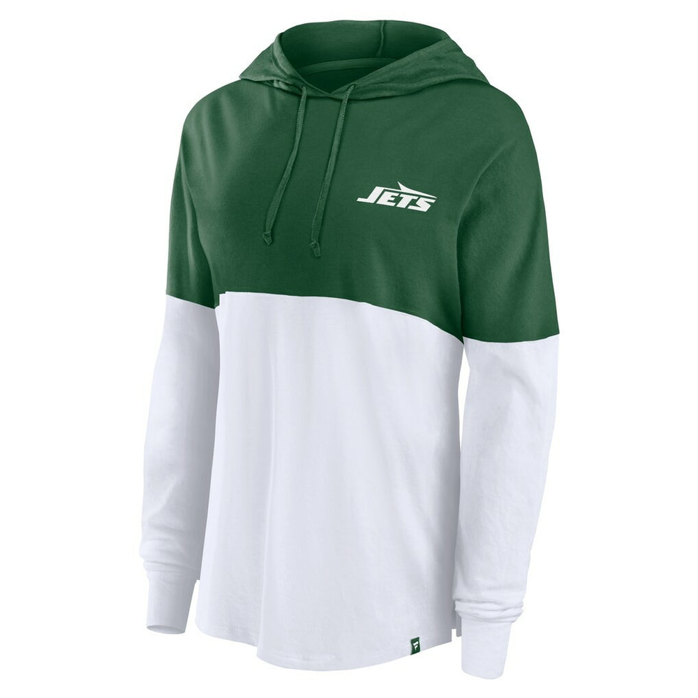 Fanatics New York Jets Women's Backup Option Long Sleeve Hoodie T-Shirt Green/White