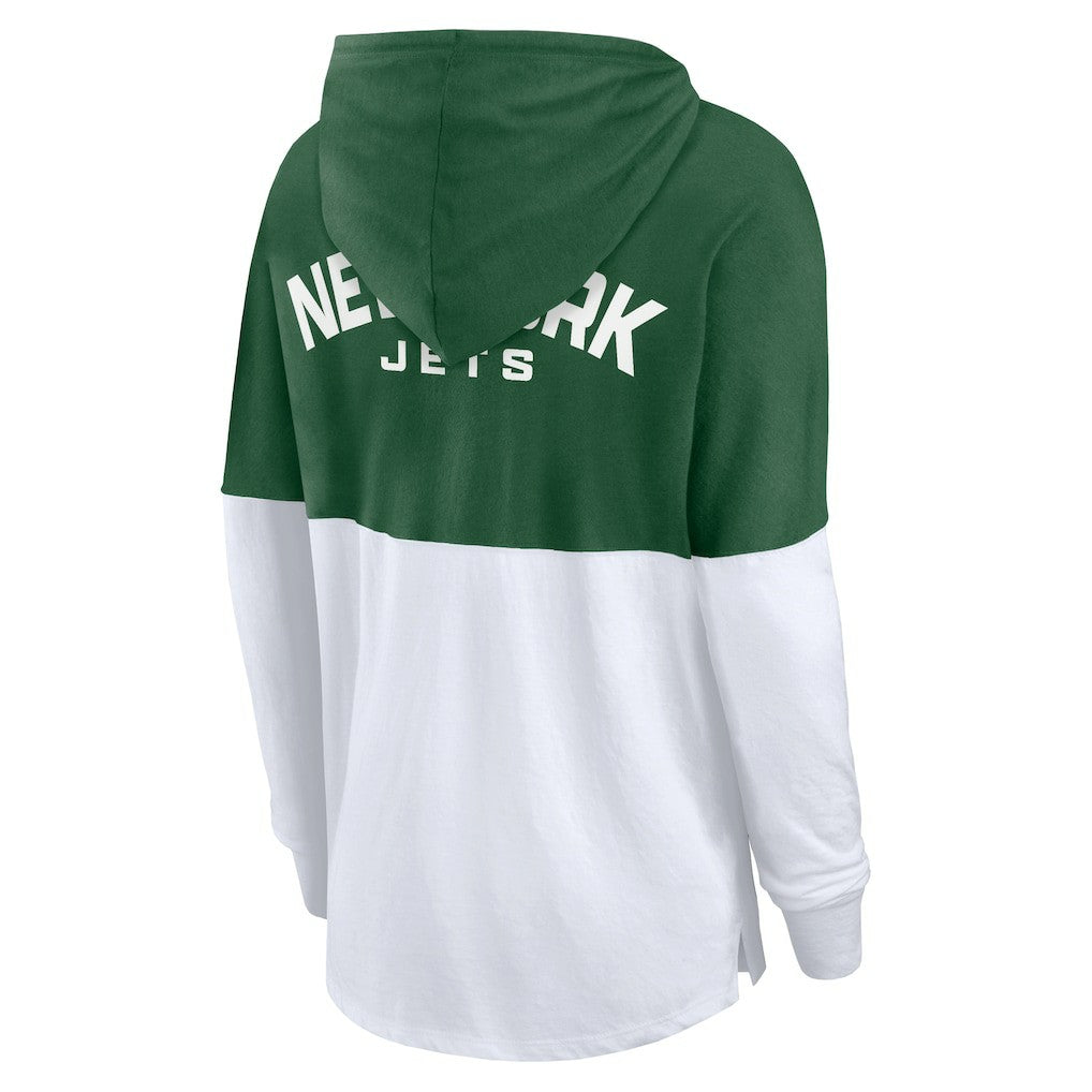 Fanatics New York Jets Women's Backup Option Long Sleeve Hoodie T-Shirt Green/White