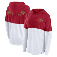 Fanatics San Francisco 49ers Women's Backup Option Long Sleeve Hoodie T-Shirt Scarlet/White
