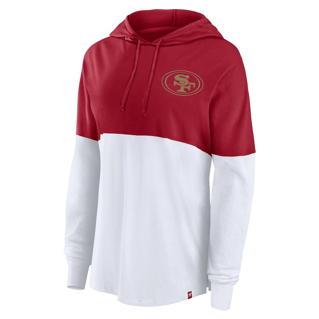Fanatics San Francisco 49ers Women's Backup Option Long Sleeve Hoodie T-Shirt Scarlet/White