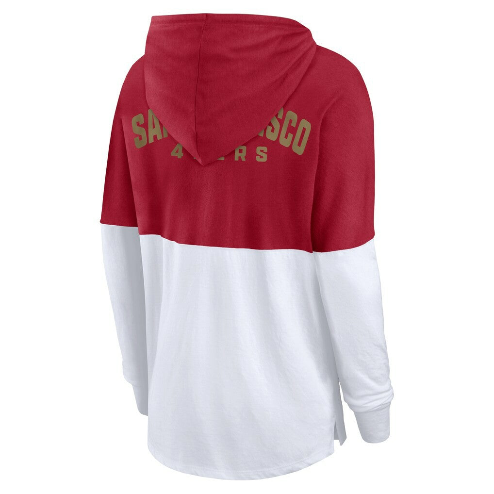 Fanatics San Francisco 49ers Women's Backup Option Long Sleeve Hoodie T-Shirt Scarlet/White