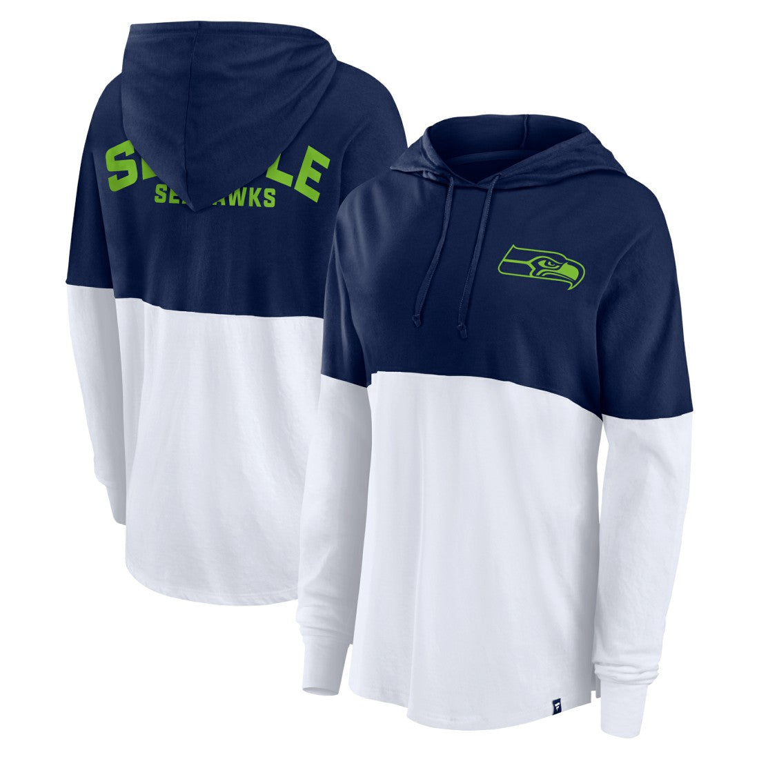 Fanatics Seattle Seahawks Women's Backup Option Long Sleeve Hoodie T-Shirt College Navy/White