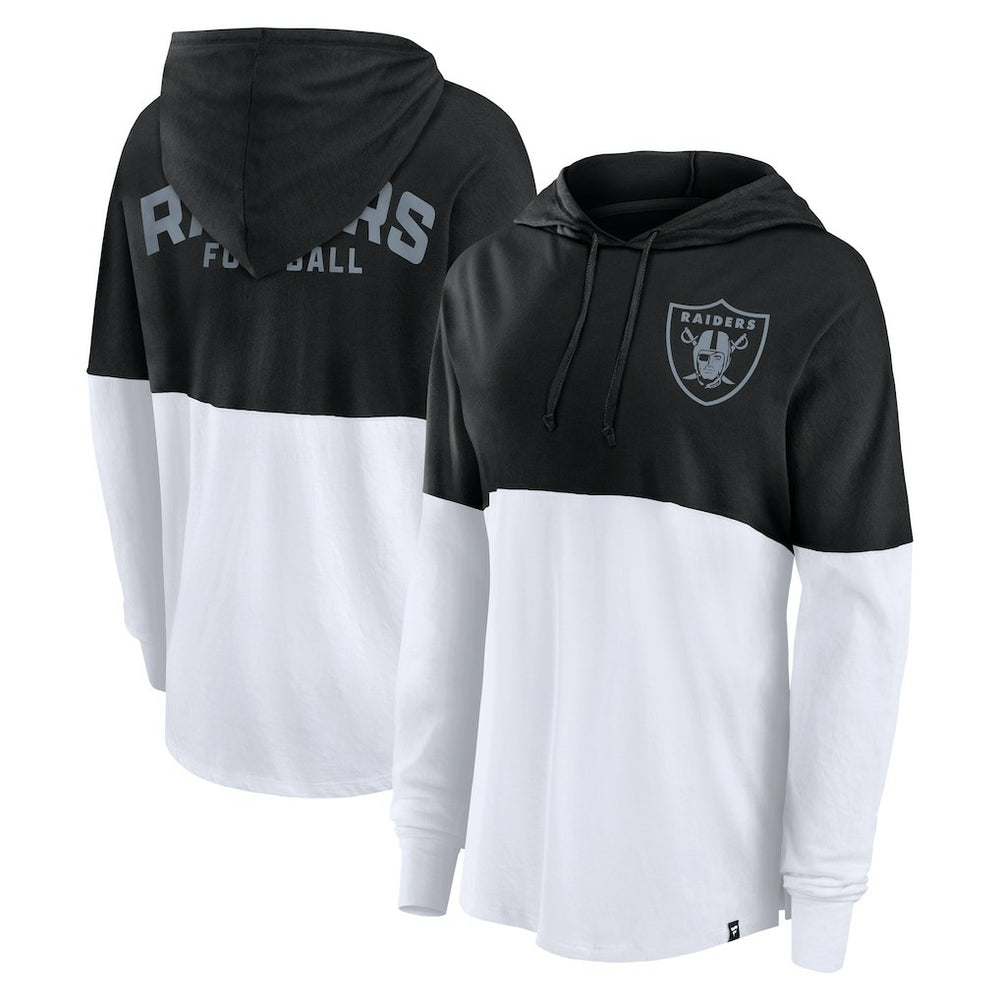 Fanatics Las Vegas Raiders Women's Backup Option Long Sleeve Hoodie T-Shirt Black/White