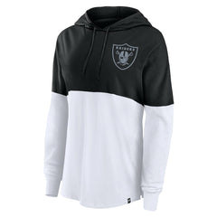 Fanatics Las Vegas Raiders Women's Backup Option Long Sleeve Hoodie T-Shirt Black/White