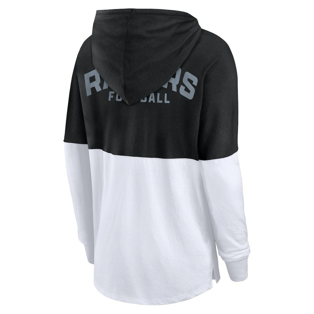 Fanatics Las Vegas Raiders Women's Backup Option Long Sleeve Hoodie T-Shirt Black/White