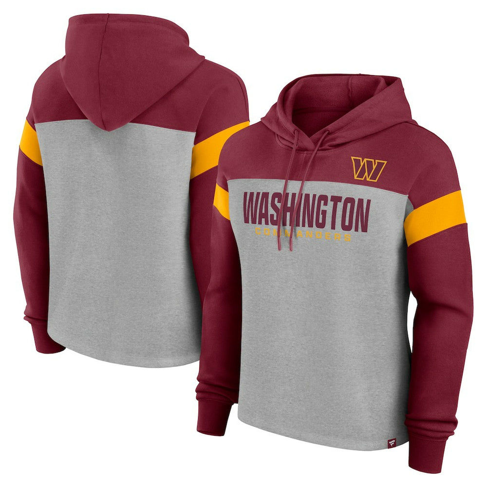 Fanatics Washington Commanders Women's Bold Play Call Pullover Hoodie Heather Gray/Burgundy