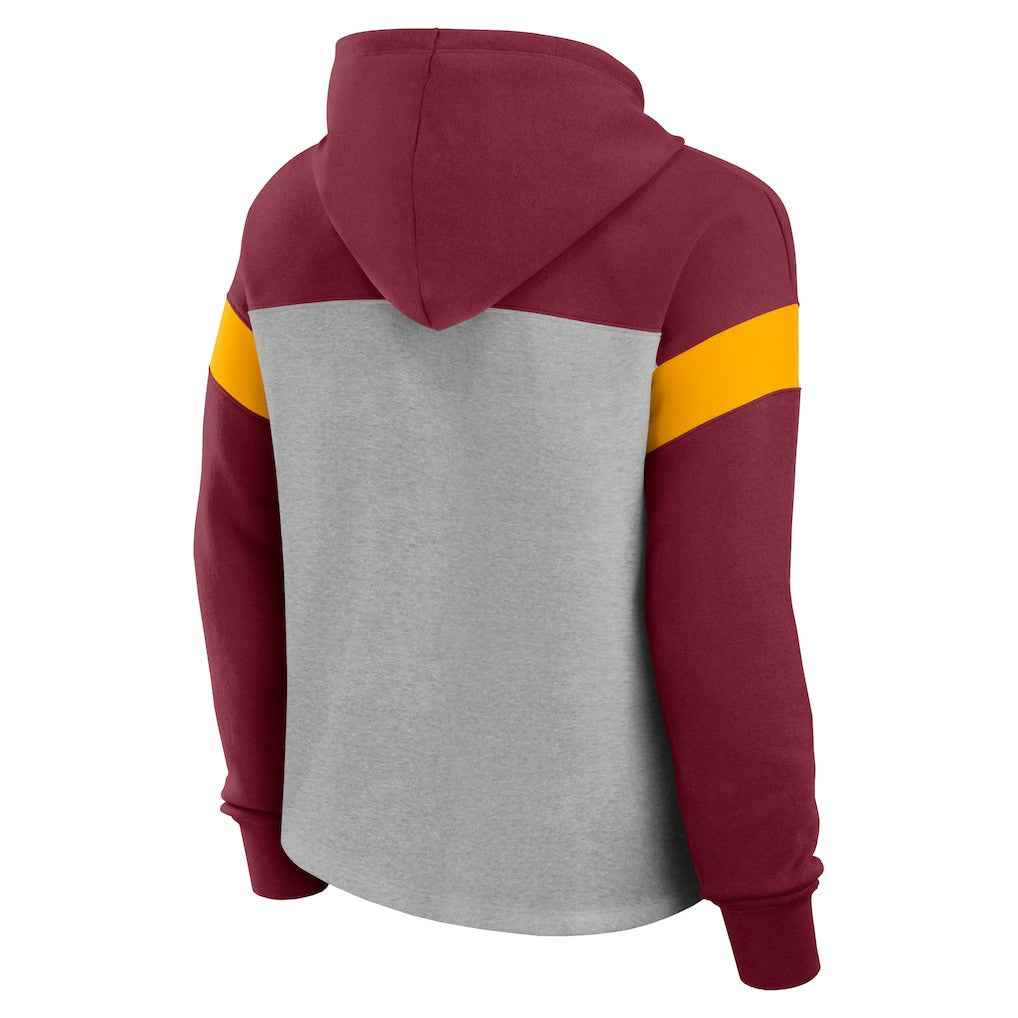 Fanatics Washington Commanders Women's Bold Play Call Pullover Hoodie Heather Gray/Burgundy