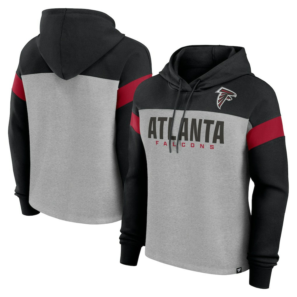 Fanatics Atlanta Falcons Women's Bold Play Call Pullover Hoodie Heather Gray/Black