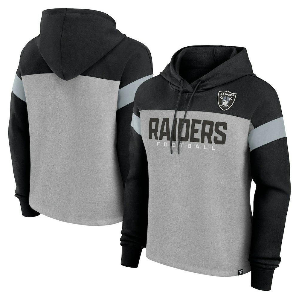 Fanatics Las Vegas Raiders Women's Bold Play Call Pullover Hoodie Heather Gray/Black