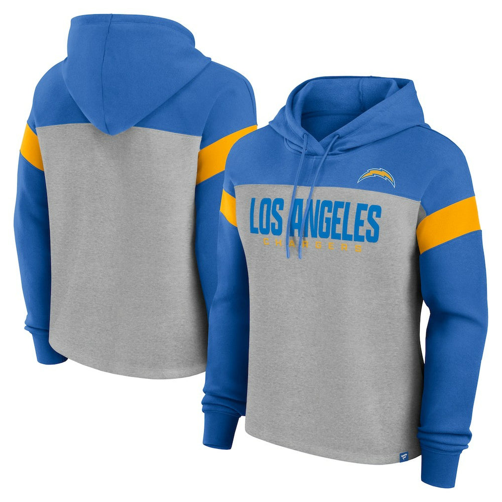 Fanatics Los Angeles Chargers Women's Bold Play Call Pullover Hoodie Heather Gray/Powder Blue