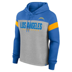Fanatics Los Angeles Chargers Women's Bold Play Call Pullover Hoodie Heather Gray/Powder Blue