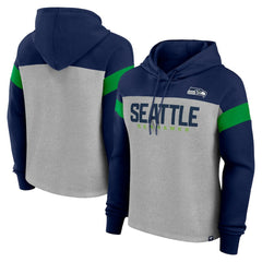 Fanatics Seattle Seahawks Women's Bold Play Call Pullover Hoodie Heather Gray/College Navy