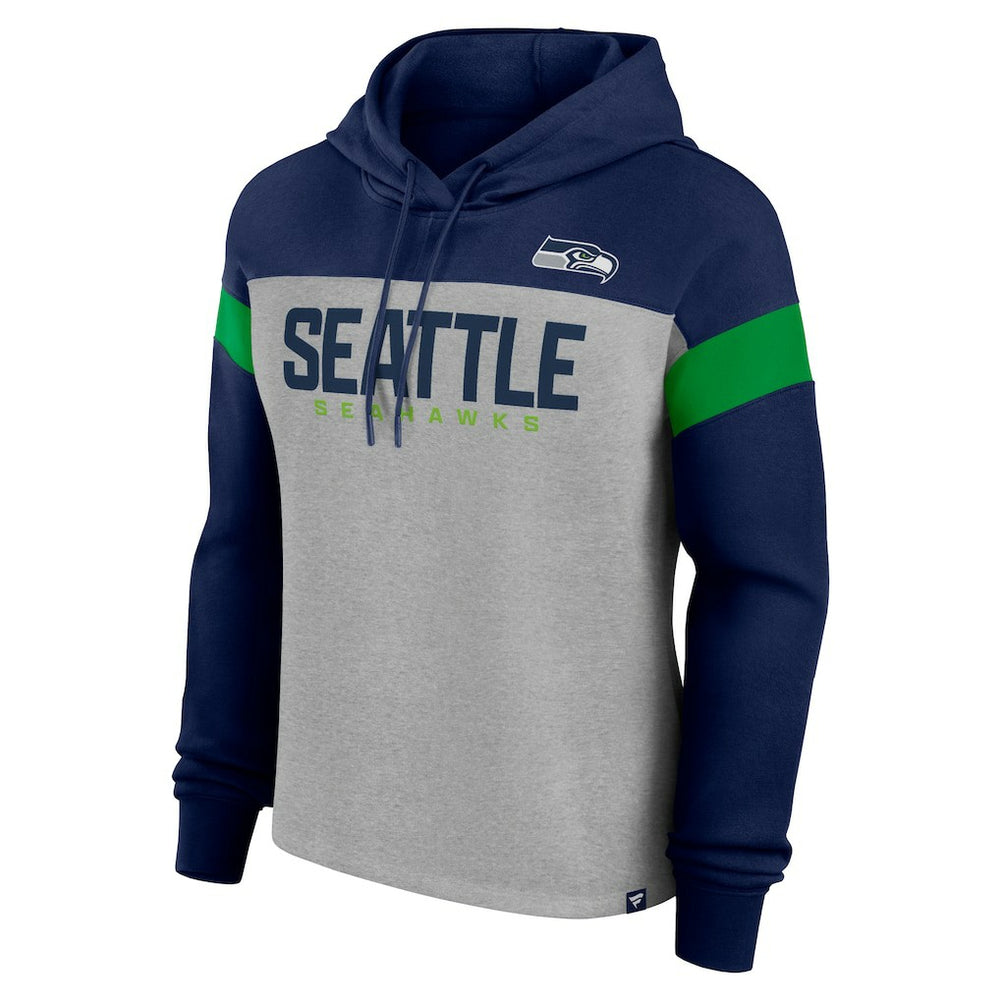 Fanatics Seattle Seahawks Women's Bold Play Call Pullover Hoodie Heather Gray/College Navy