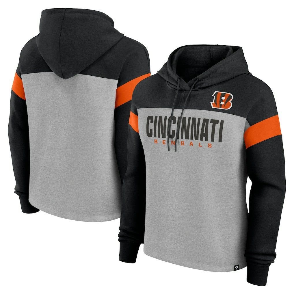 Fanatics Cincinnati Bengals Women's Bold Play Call Pullover Hoodie Heather Gray/Black