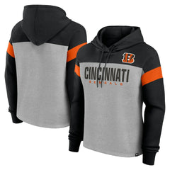Fanatics Cincinnati Bengals Women's Bold Play Call Pullover Hoodie Heather Gray/Black