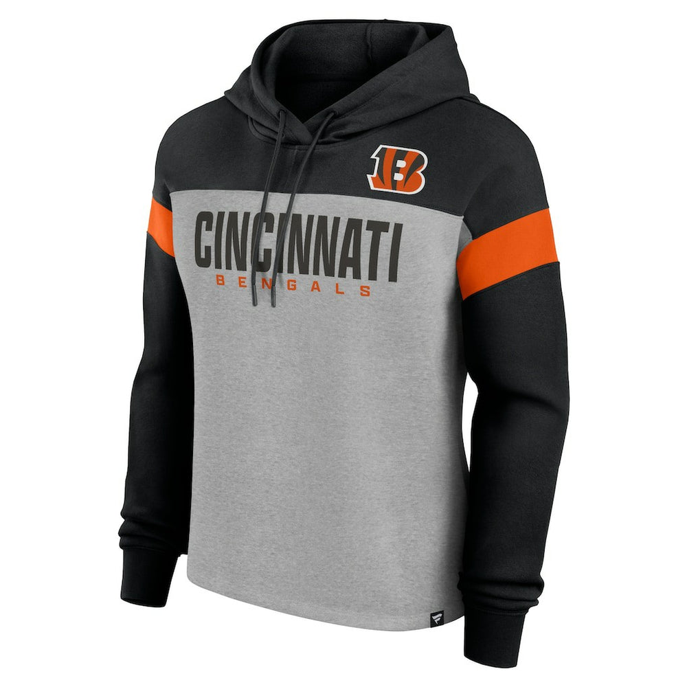 Fanatics Cincinnati Bengals Women's Bold Play Call Pullover Hoodie Heather Gray/Black