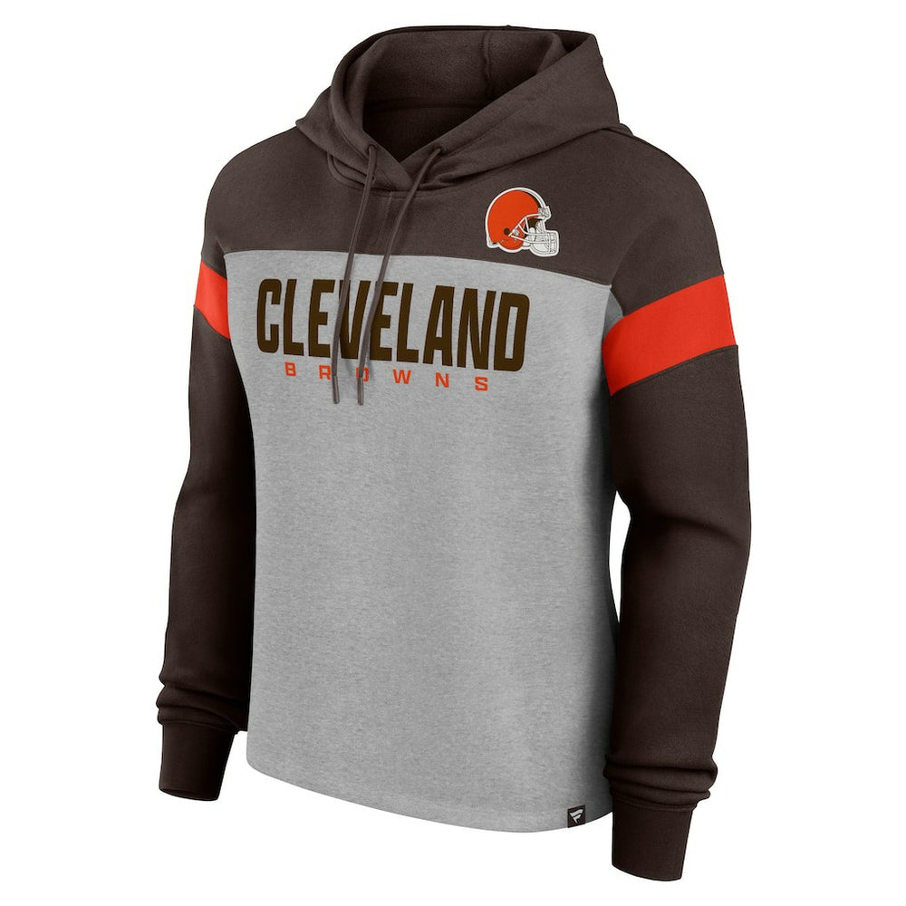 Fanatics Cleveland Browns Women's Bold Play Call Pullover Hoodie Heather Gray/Brown