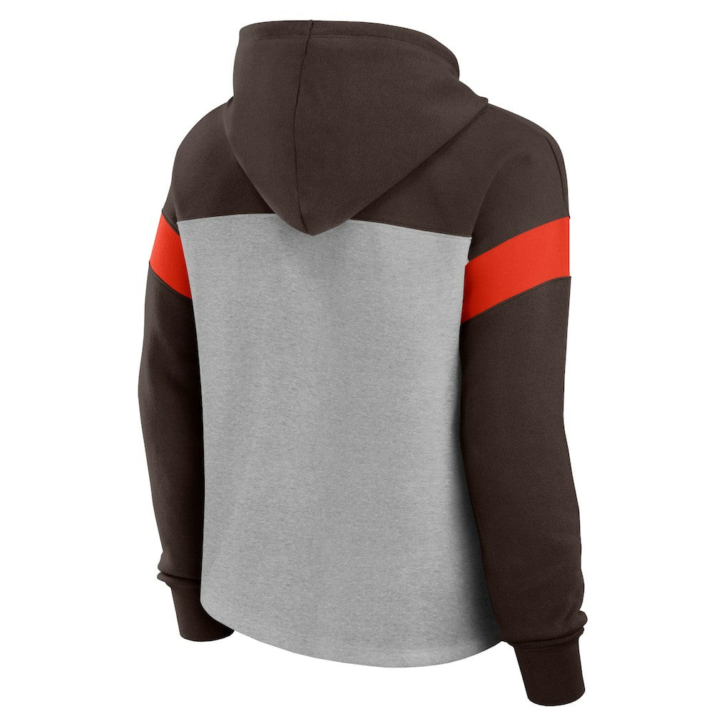 Fanatics Cleveland Browns Women's Bold Play Call Pullover Hoodie Heather Gray/Brown