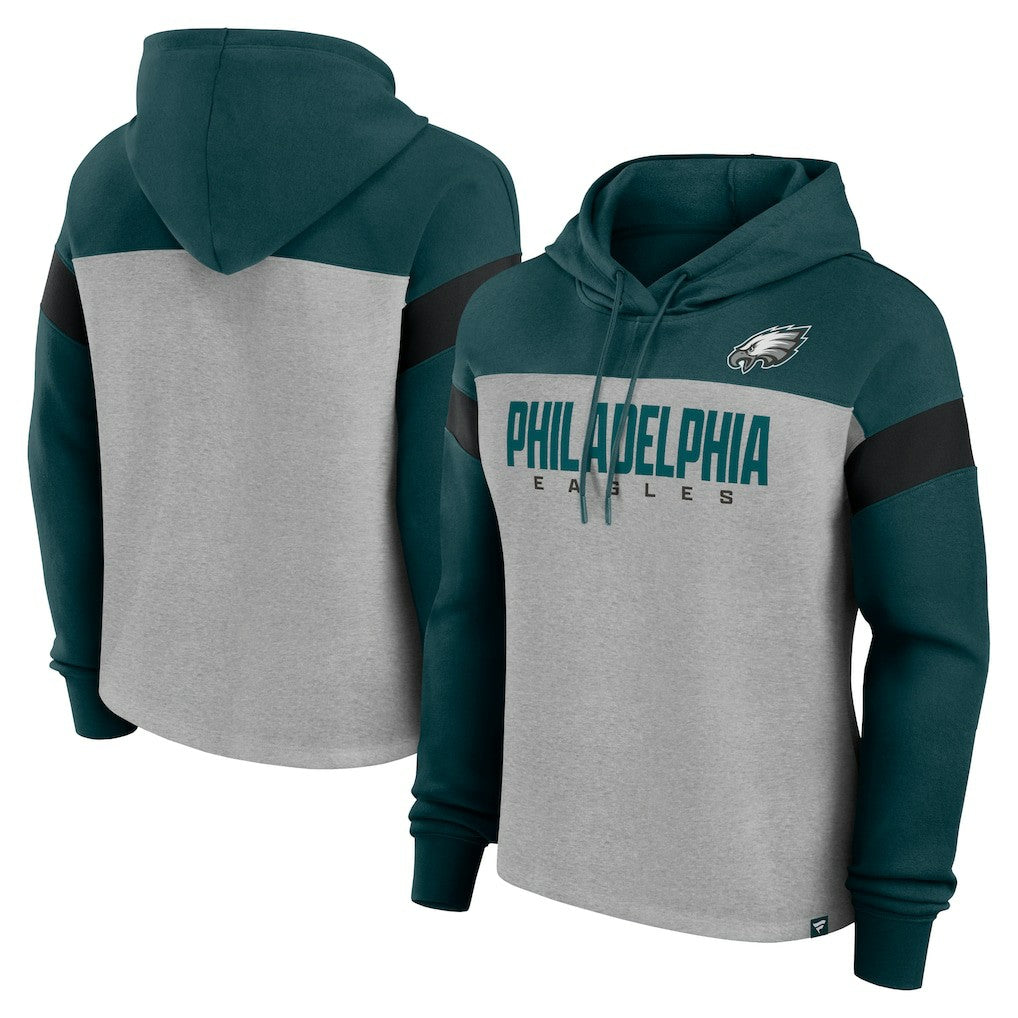 Fanatics Philadelphia Eagles Women's Bold Play Call Pullover Hoodie Heather Gray/Midnight Green