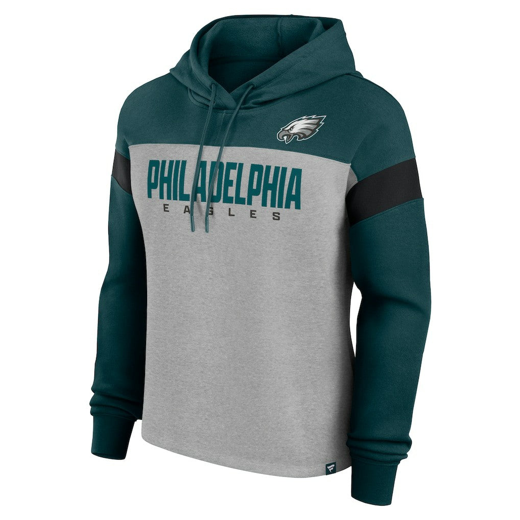 Fanatics Philadelphia Eagles Women's Bold Play Call Pullover Hoodie Heather Gray/Midnight Green