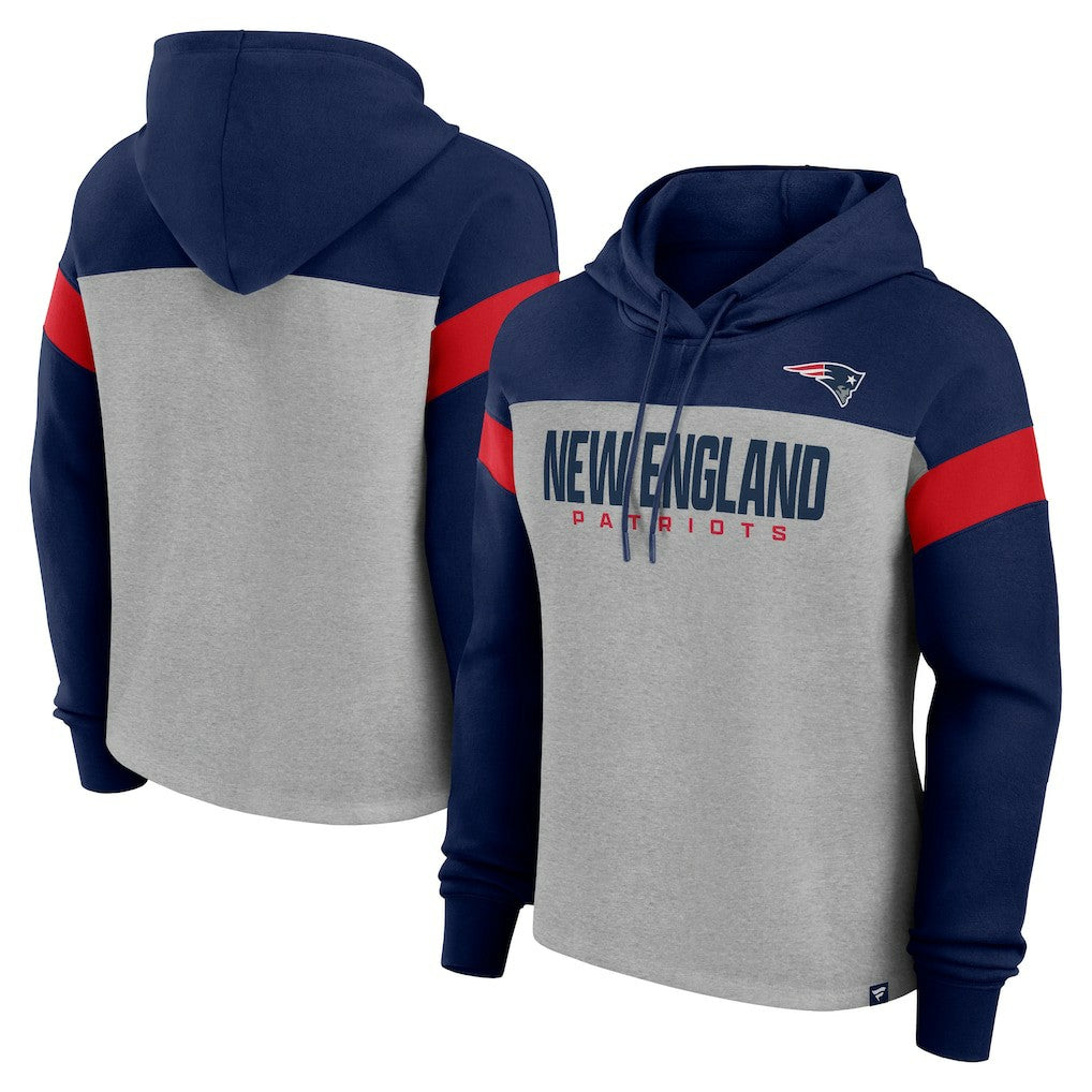 Fanatics New England Patriots Women's Bold Play Call Pullover Hoodie Heather Gray/Navy