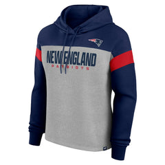 Fanatics New England Patriots Women's Bold Play Call Pullover Hoodie Heather Gray/Navy