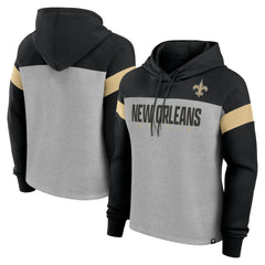 Fanatics New Orleans Saints Women's Bold Play Call Pullover Hoodie Heather Gray/Black