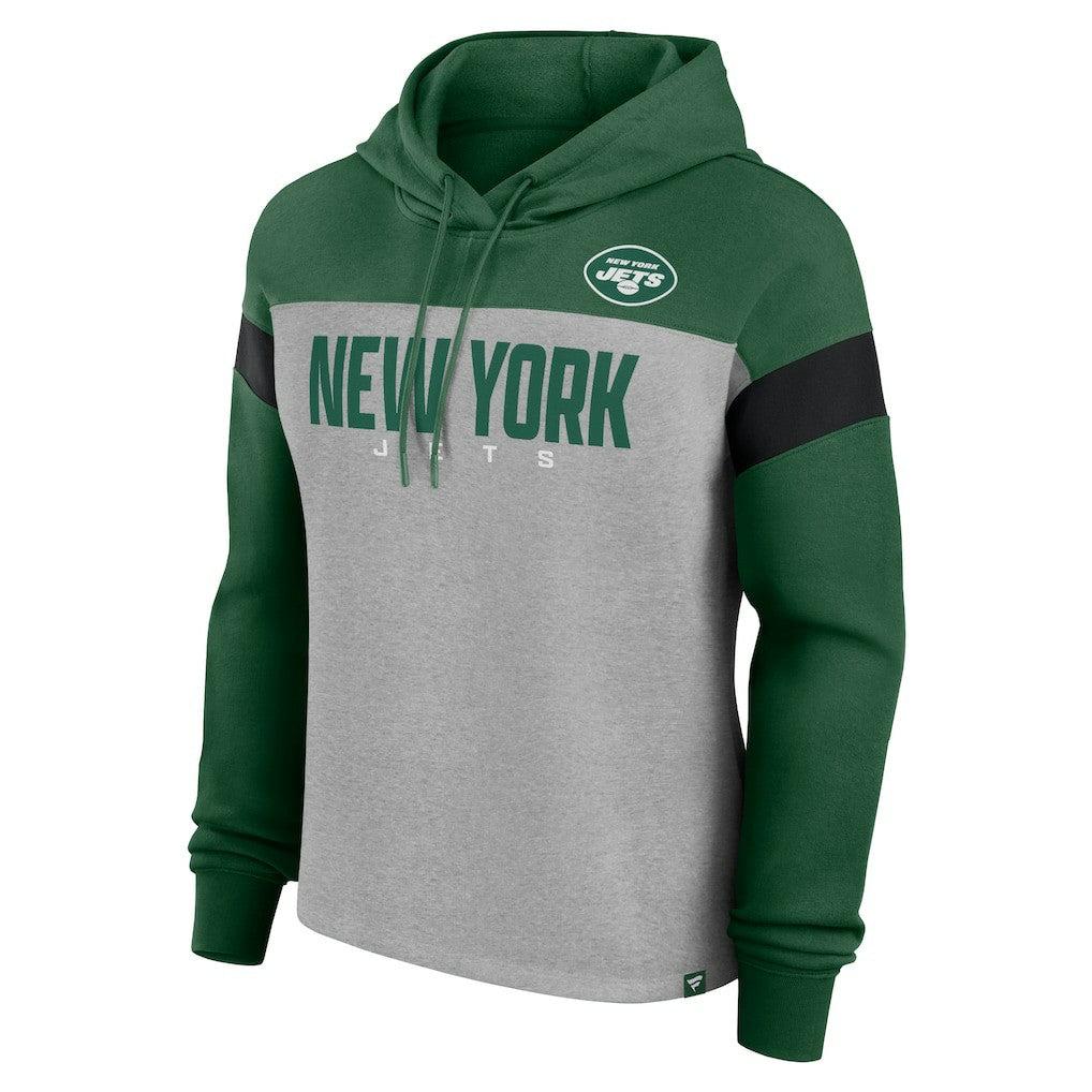 Fanatics New York Jets Women's Bold Play Call Pullover Hoodie Heather Gray/Green