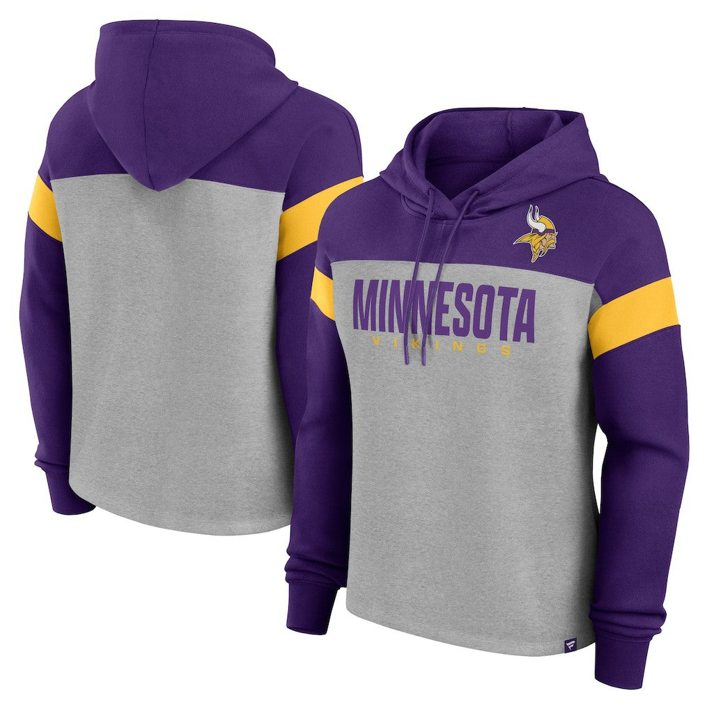 Fanatics Minnesota Vikings Women's Bold Play Call Pullover Hoodie Heather Gray/Purple