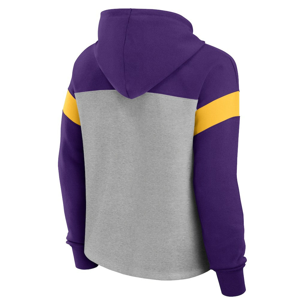 Fanatics Minnesota Vikings Women's Bold Play Call Pullover Hoodie Heather Gray/Purple