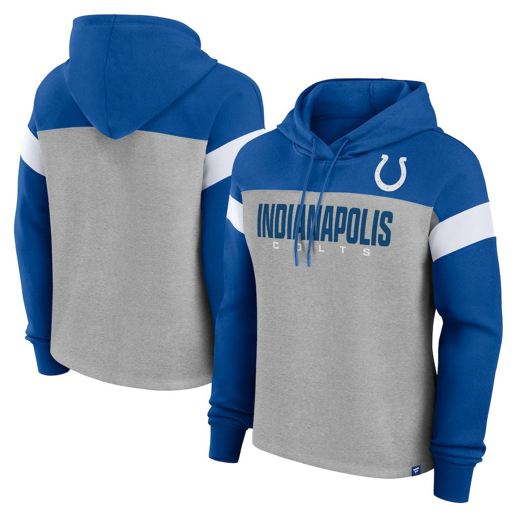 Fanatics Indianapolis Colts Women's Bold Play Call Pullover Hoodie Heather Gray/Royal