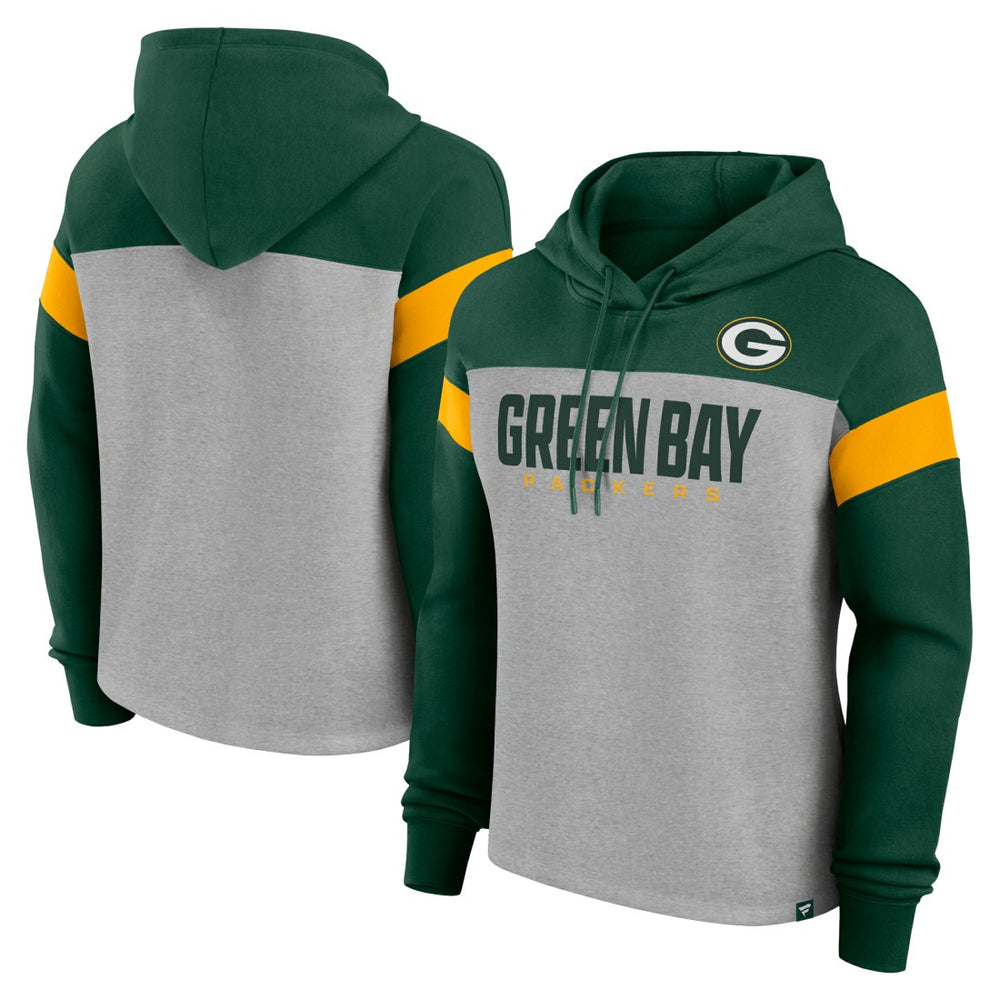 Fanatics Green Bay Packers Women's Bold Play Call Pullover Hoodie Heather Gray/Green