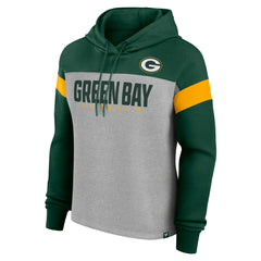 Fanatics Green Bay Packers Women's Bold Play Call Pullover Hoodie Heather Gray/Green