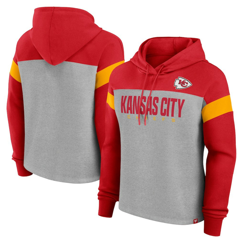 Fanatics Kansas City Chiefs Women's Bold Play Call Pullover Hoodie Heather Gray/Red