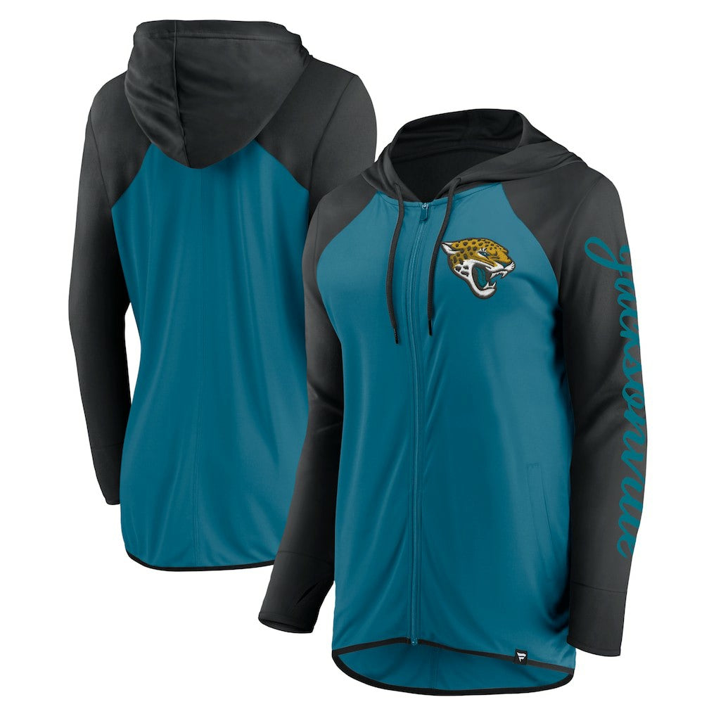 Fanatics Jacksonville Jaguars Women's Script Full-Zip Hoodie Teal/Black