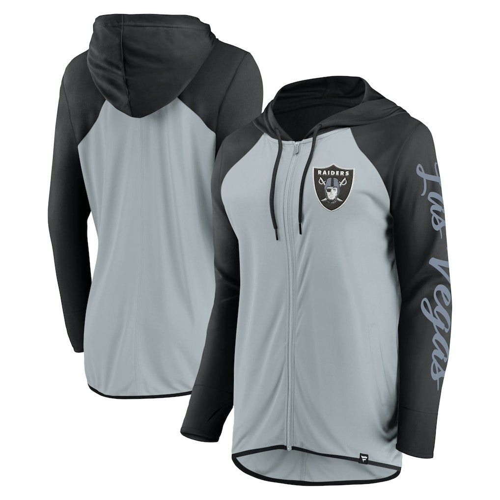 Fanatics Las Vegas Raiders Women's Script Full-Zip Hoodie Silver/Black