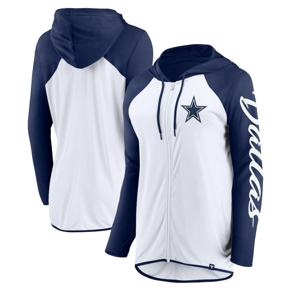 Fanatics Dallas Cowboys Women's Script Full-Zip Hoodie White/Navy