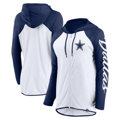 Fanatics Dallas Cowboys Women's Script Full-Zip Hoodie White/Navy