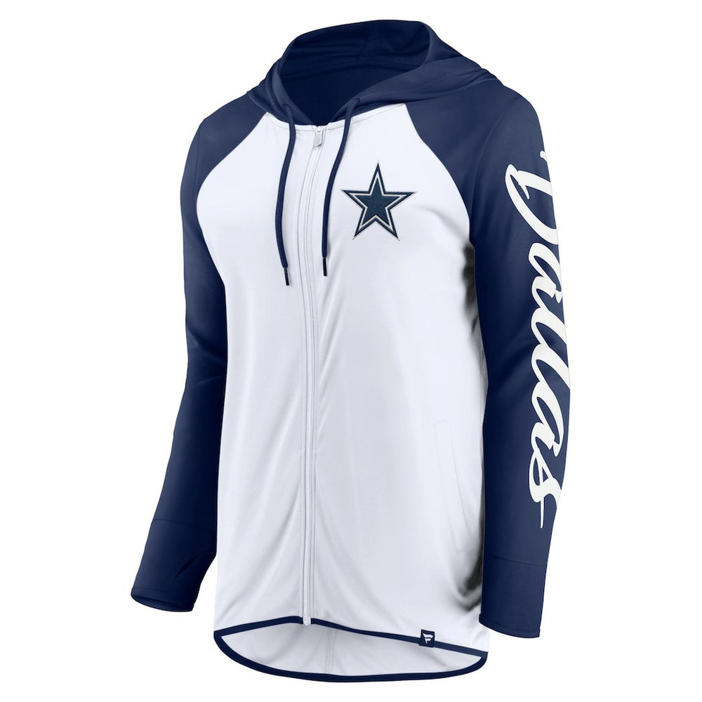 Fanatics Dallas Cowboys Women's Script Full-Zip Hoodie White/Navy