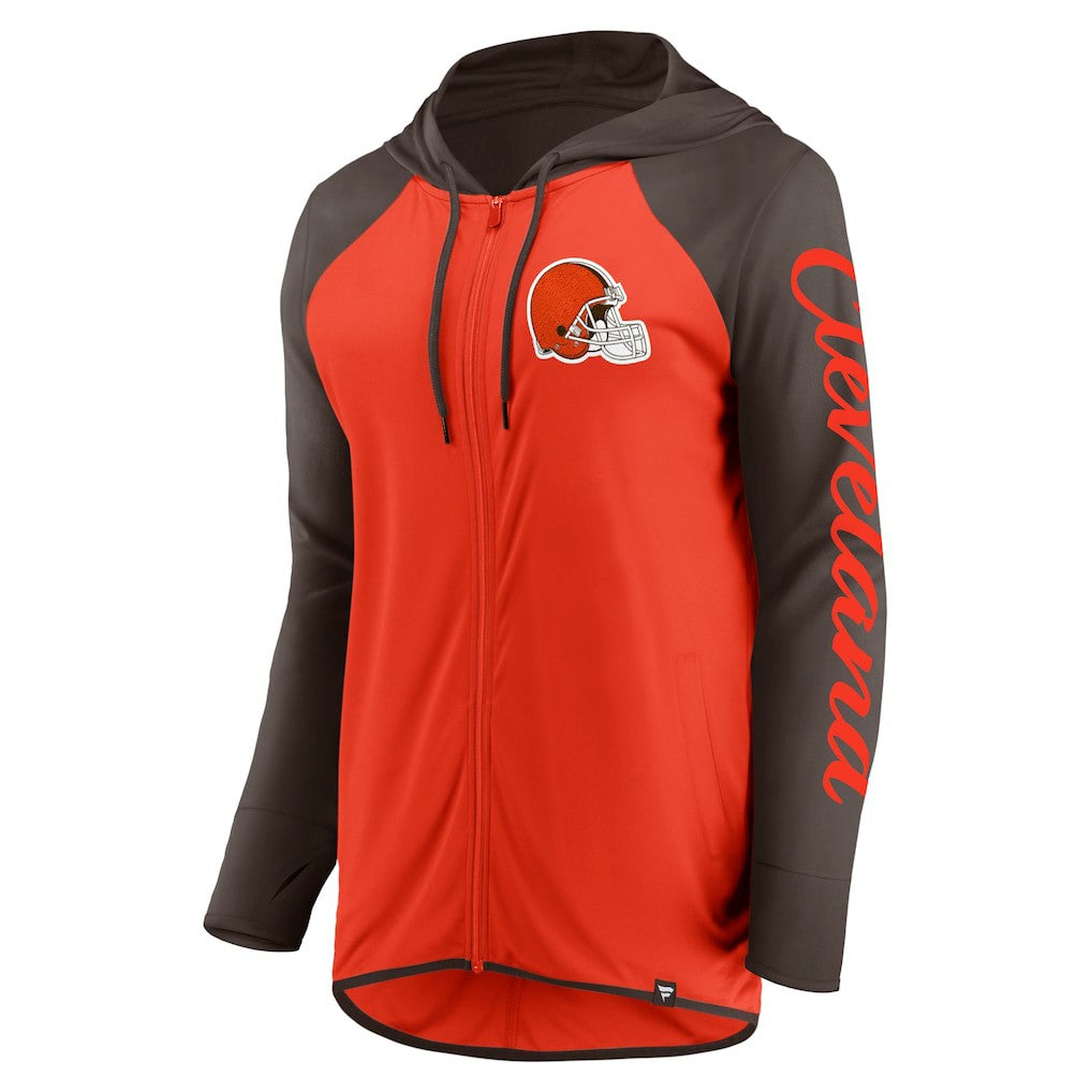 Fanatics Cleveland Browns Women's Script Full-Zip Hoodie Orange/Brown