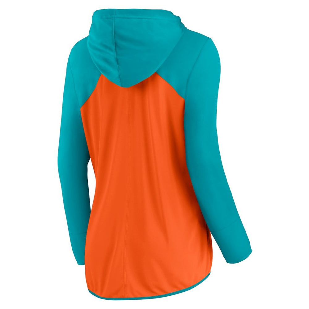 Fanatics Miami Dolphins Women's Script Full-Zip Hoodie Orange/Aqua