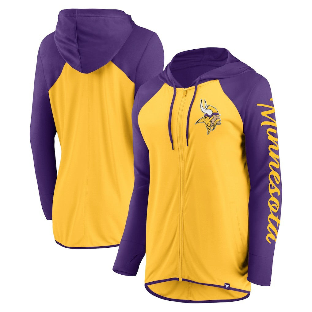 Fanatics Minnesota Vikings Women's Script Full-Zip Hoodie Gold/Purple