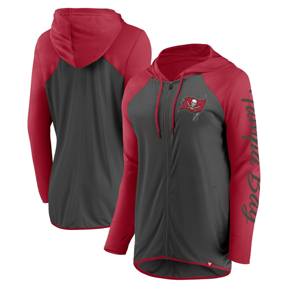 Fanatics Tampa Bay Buccaneers Women's Script Full-Zip Hoodie Pewter/Red
