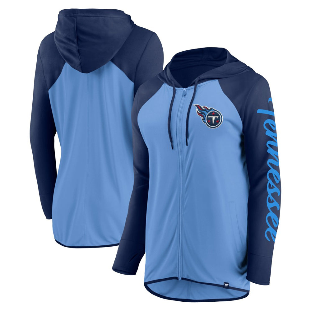 Fanatics Tennessee Titans Women's Script Full-Zip Hoodie Light Blue/Navy