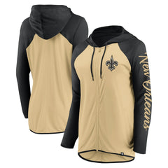 Fanatics New Orleans Saints Women's Script Full-Zip Hoodie Gold/Black