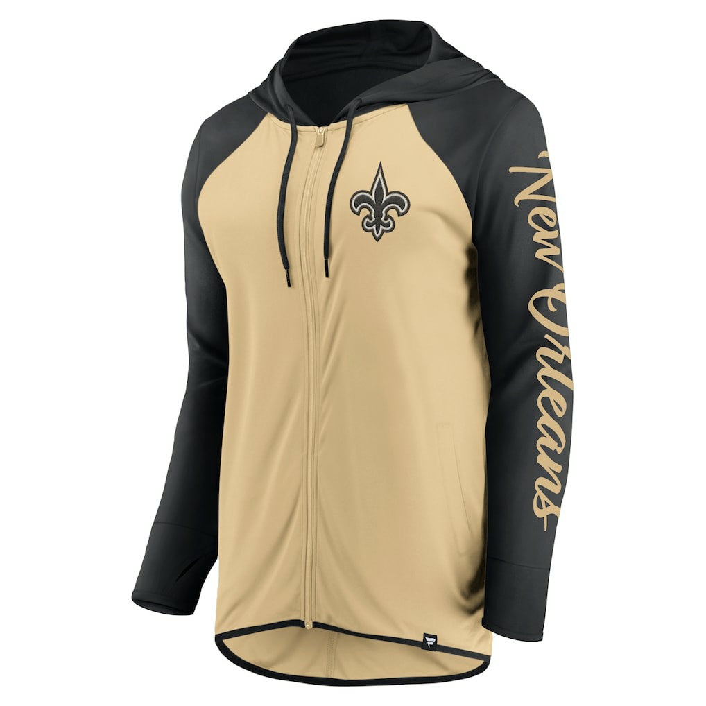 Fanatics New Orleans Saints Women's Script Full-Zip Hoodie Gold/Black