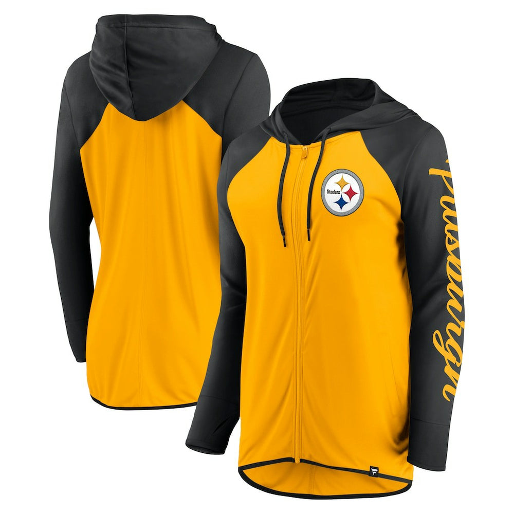 Fanatics Pittsburgh Steelers Women's Script Full-Zip Hoodie Gold/Black