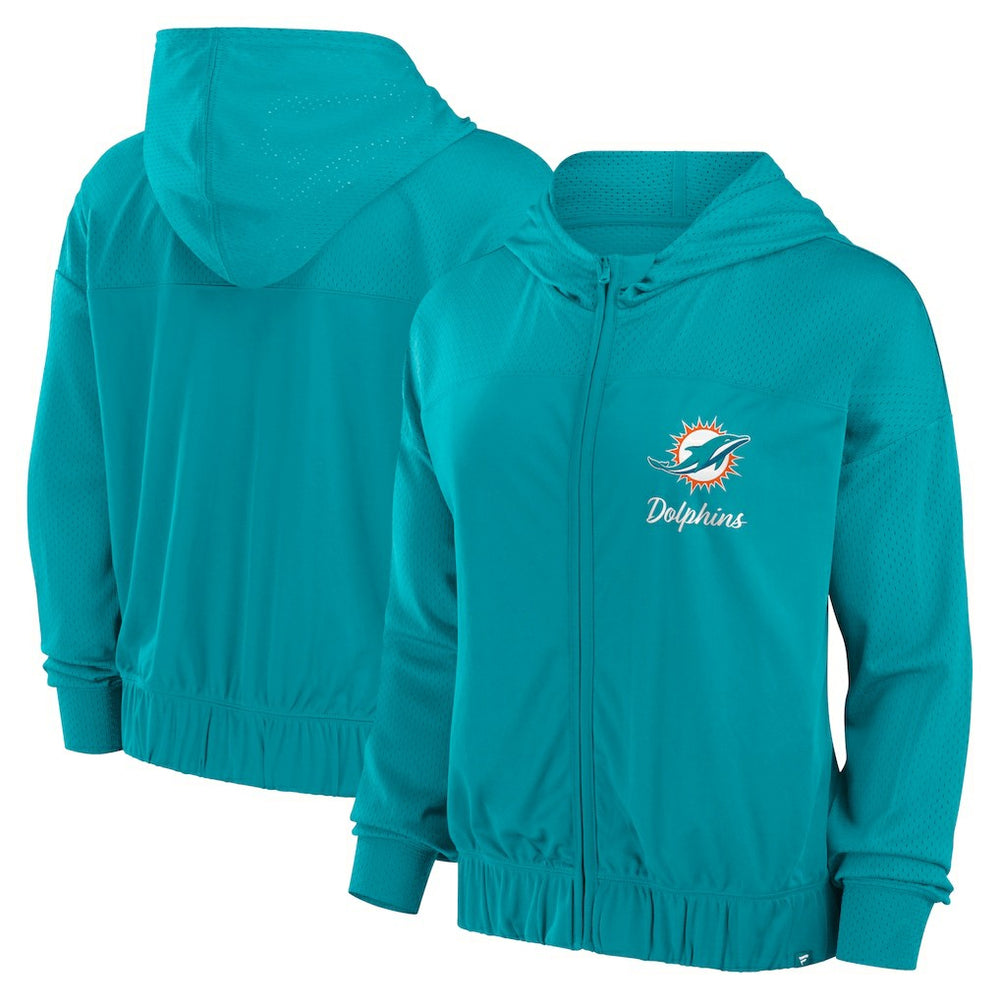 Fanatics Miami Dolphins Women's Script Lock Full-Zip Hoodie Aqua