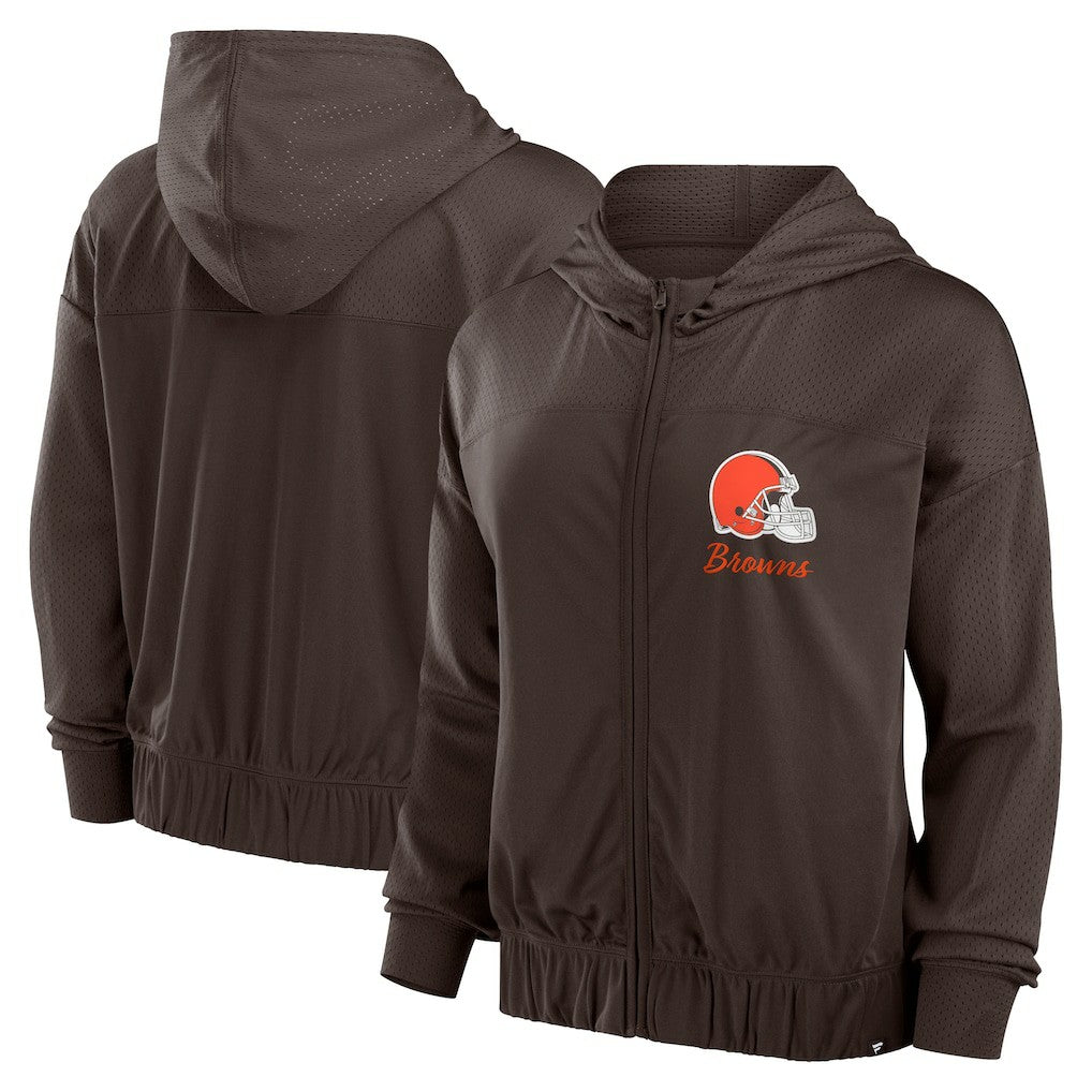 Fanatics Cleveland Browns Women's Script Lock Full-Zip Hoodie Brown