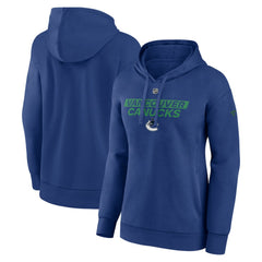 Vancouver Canucks Fanatics Women's Authentic Pro Core Primary Fleece Pullover Hoodie - Blue - NHL 200864366